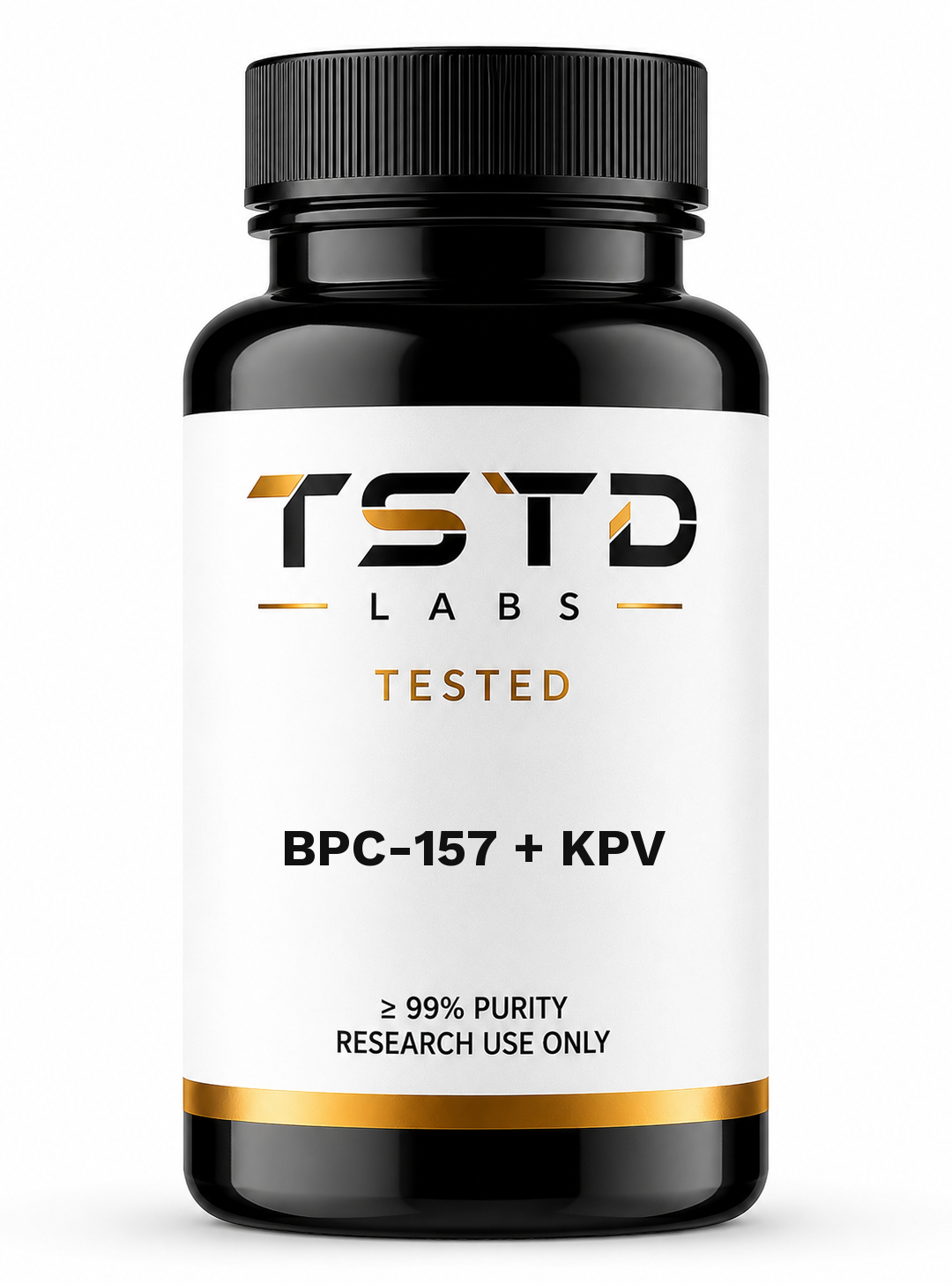 BPC-157 + KPV research product artwork, labeled for research use only