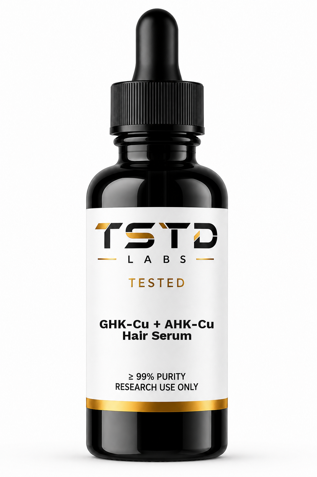 GHK-Cu + AHK-Cu Hair Serum research product artwork, labeled for research use only